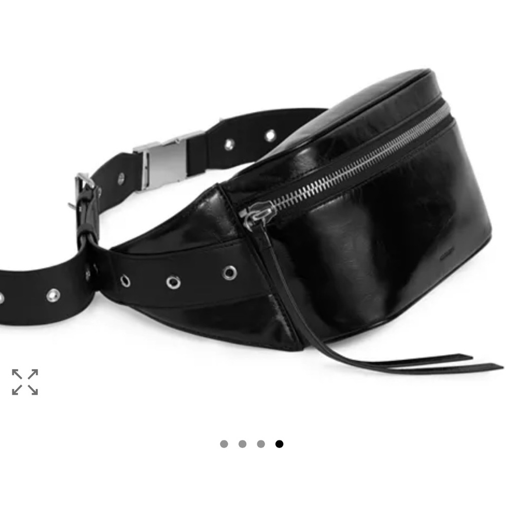 Allsaints Black Leather Belt Bag